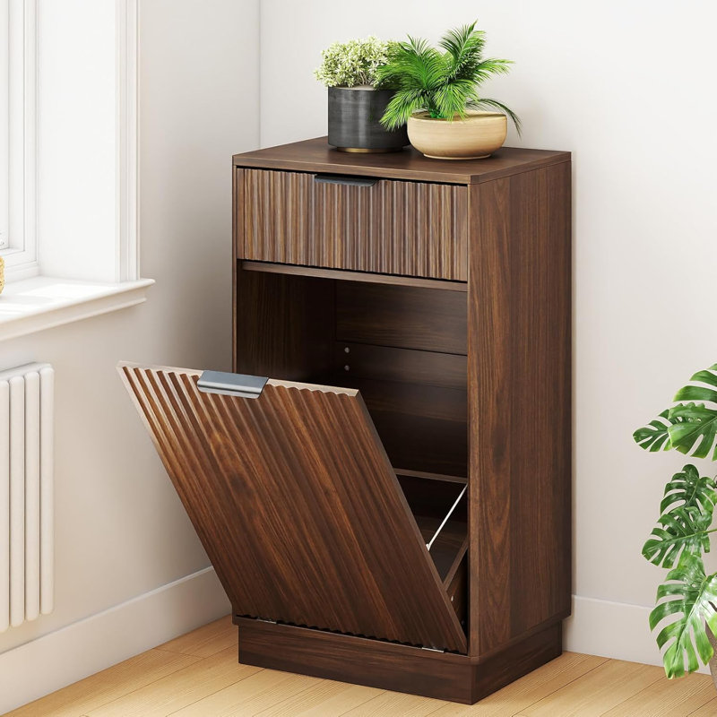 Armoire à ordures inclinable 13 gallons, Brun