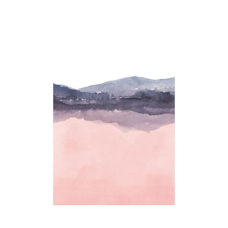 Watercolor Landscape Iv Indigo & Blush Pink - 2/2 by Nouveau Prints - Wrapped Canvas Gallery-Wrapped Canvas Giclée