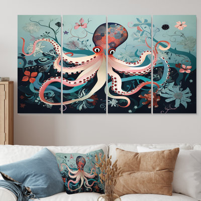 Ridenour - Octopus Animal Wall Art Canvas 4 Piece