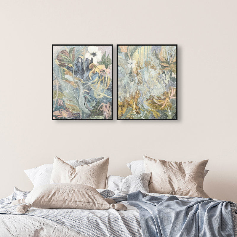 Moss Overlap Set Set by Oliver Gal, 42"H x 34"W, Black Floater Frame