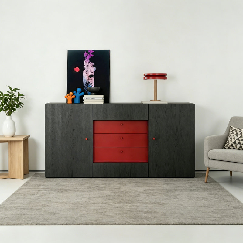 Buffet simple et moderne de style italien, H 33,4 po x l 55,1 po x P 15,7 po