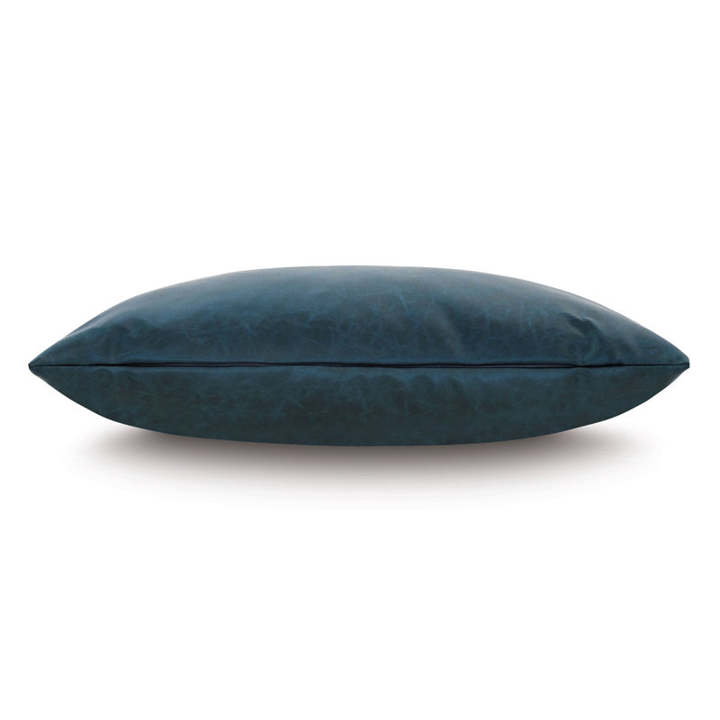 Nevin Faux Leather Reversible Throw Pillow, Denim, 15"H x 26"W