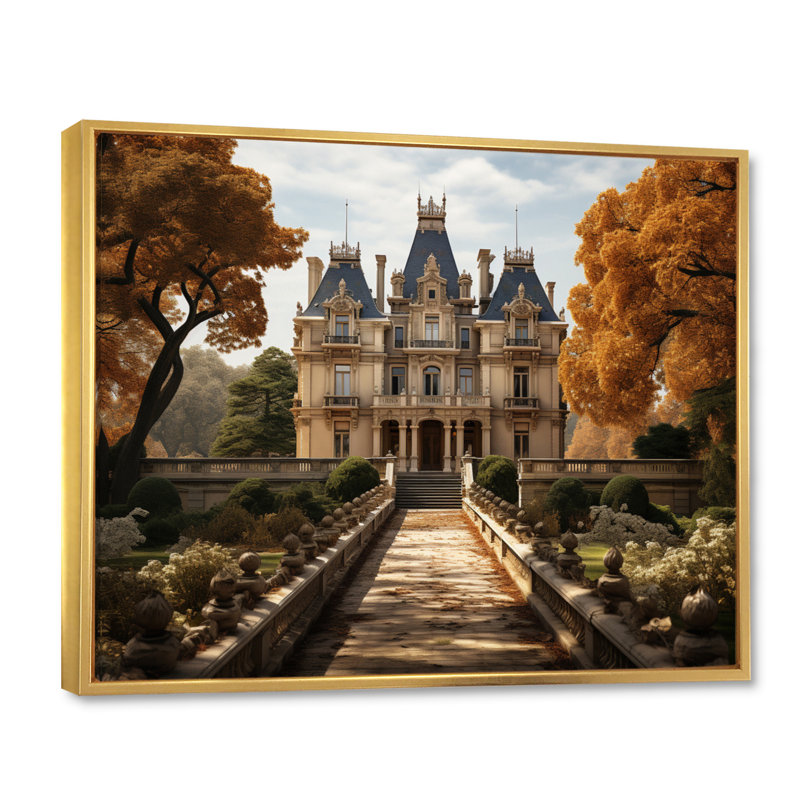 Masiah France Chateau Charisma - impression, H 24 po x l 32 po x P 1 po, Cadre flottant doré