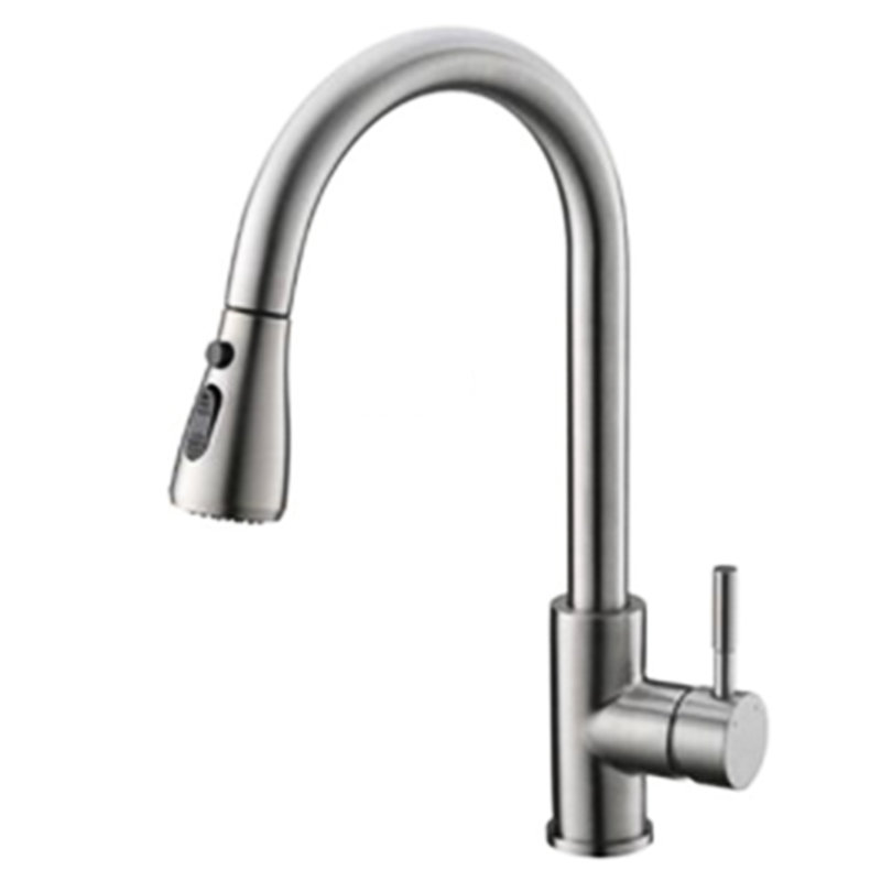 Robinet d'évier de cuisine avec poignée rétractable, poignée simple en laiton, nickel brossé, tactile, 3 modes de débit d'eau, méthode d'installation simple