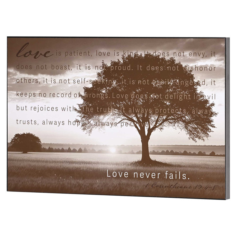 Wall Plaque Love Never Fails 15x10