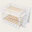 Lit superposé double au-dessus de double avec lit gigogne et escalier, conception convertible 3 en 1 en bois massif avec tablettes de rangement intégrées et garde-corps de sécurité-1326413665