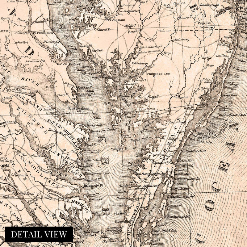 «1862 Virginia Map», affiche sur papier, H 24 po x l 36 po x P 0,1 po