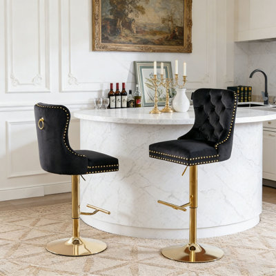 Tabourets de bar pivotants en velours