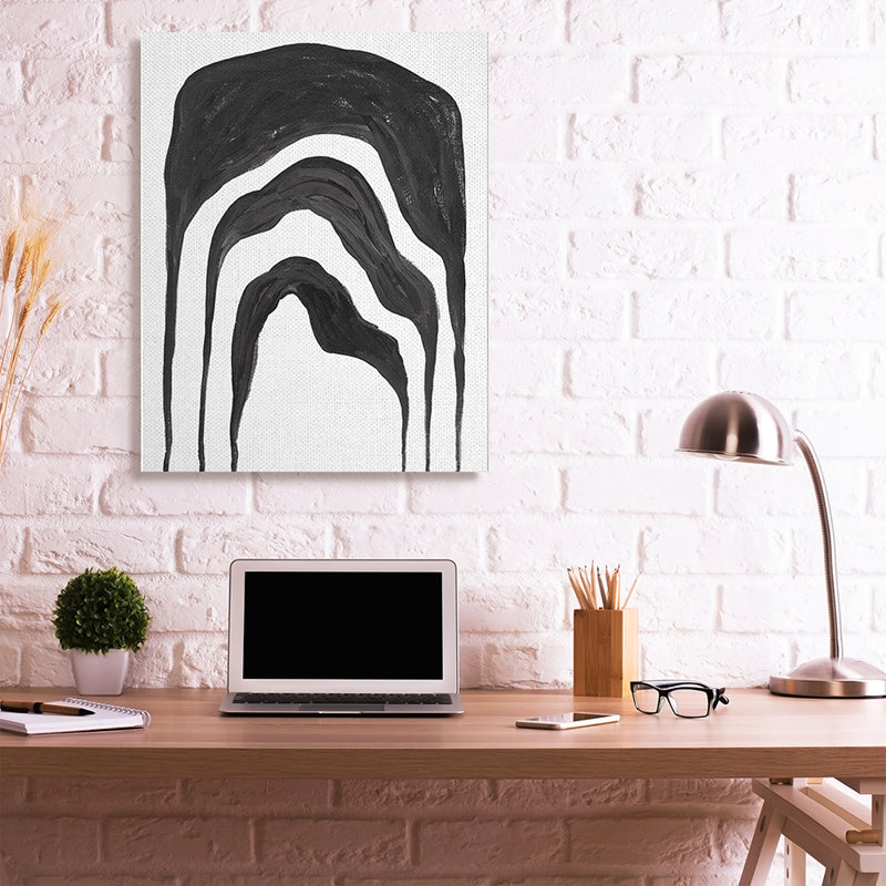 «Abstract Black Arches Organic Smoke Shape» par Daphne Polselli - impression d'art graphique, H 48 po x l 36 po x 1,5 po