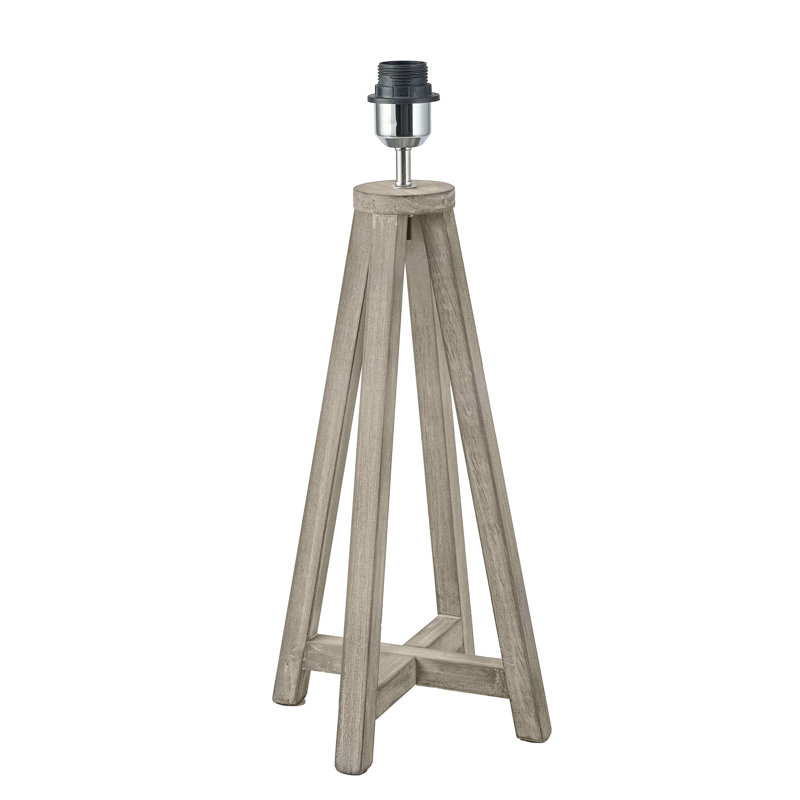 Dzifa Solid Wood Tripod Lamp, Grey