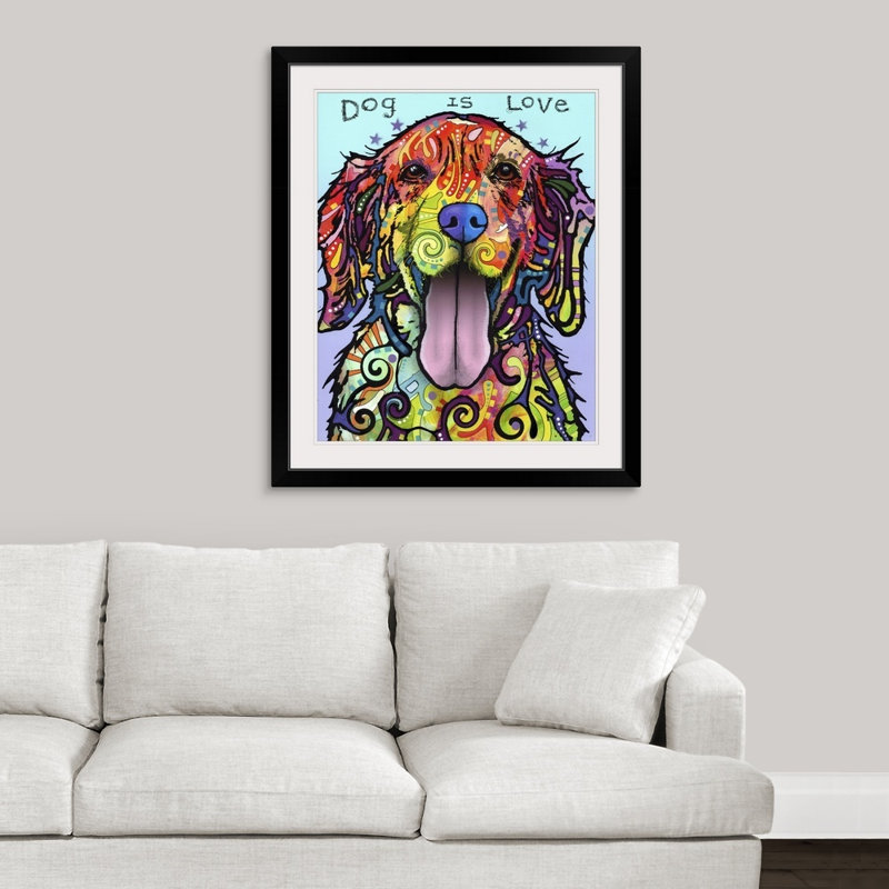 « dog is love », reproduction, Cadre noir, H 28 po x l 24 po x P 1 po