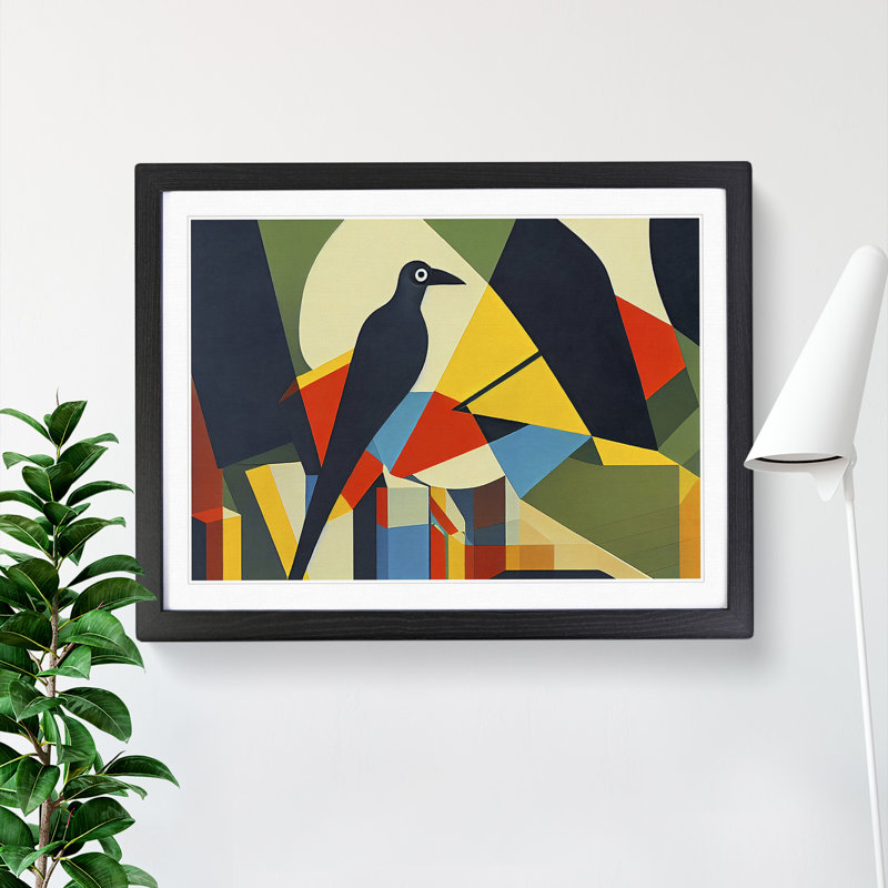 Idyllic Abstract Bird - Single Picture Frame Print, Black, 34cm H x 46cm W x 2cm D