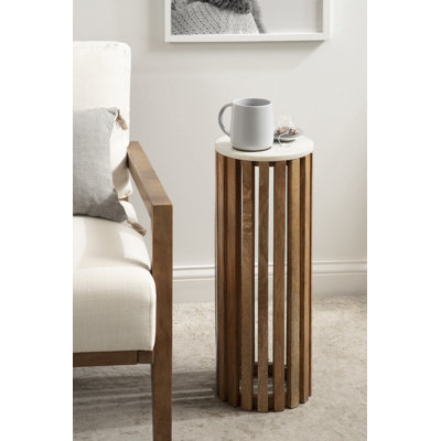 Satonick Marble Drink Table 9" Diameter Natural by Corrigan Studio