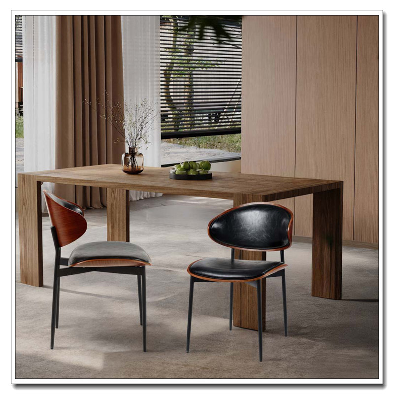 Chaises de salle à manger en similicuir, Noir