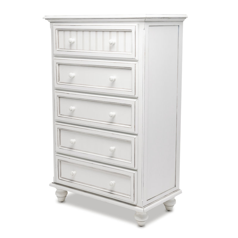 Kolya - 5 Drawer Chest - Blanc Finish, White