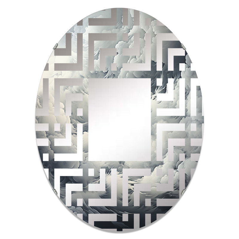 Miroir décoratif labyrinthe de nuages noirs et blancs MIR108542 O, L 20 po x H 30 po