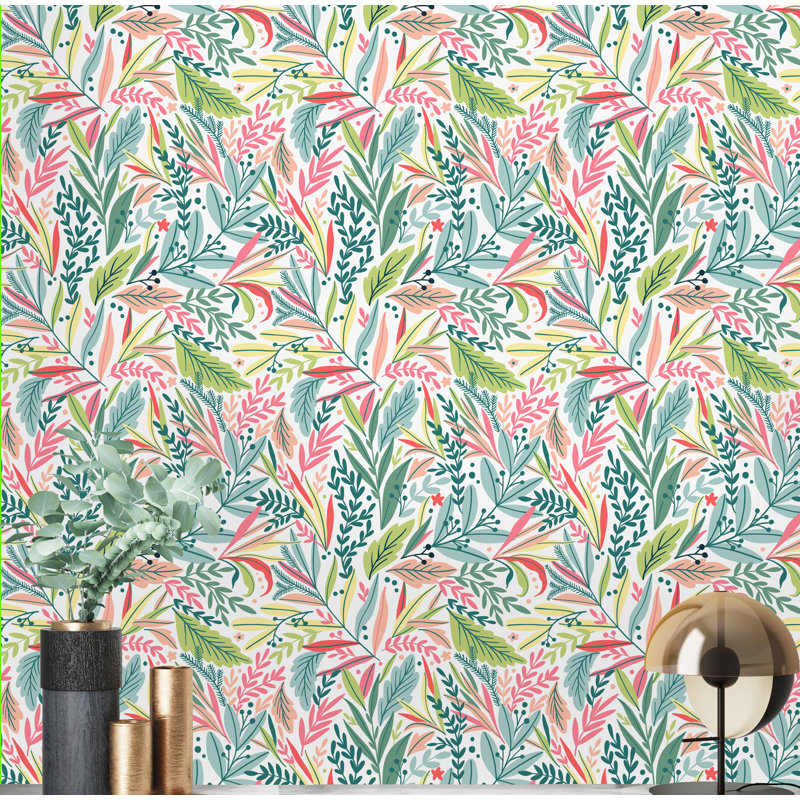 Rouleau de papier peint adhésif Quinter Leaves, L 16,67 po x l 25 po