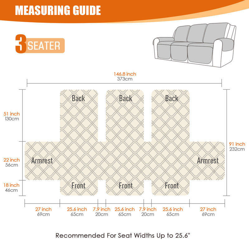 Housse pour canapé inclinable et imperméable Wildee 3 places, Mélange de polyester noir