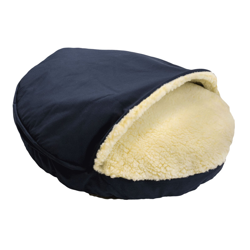 Snoozer Cozy Cave Hooded Dog Bed Poly/Cotton, Large (35" W x 35" D x 13" H), Navy