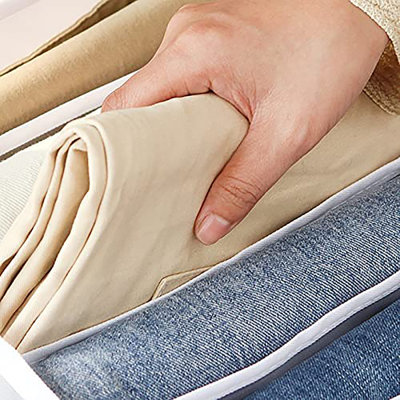 2 pièces 7 grilles organisateur de vêtements de garde-robe lavable, boîte de rangement de compartiment de jeans 36 * 25 * 20