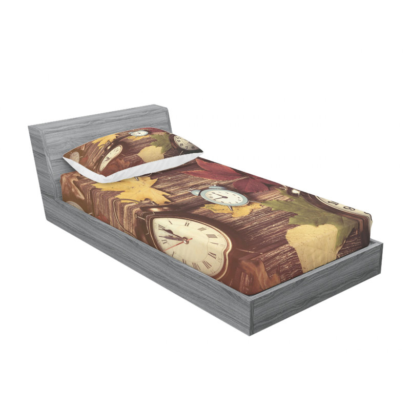 Ensemble de draps et feuilles d'érable séchées, Ensemble de draps pour lit double avec un drap-hou