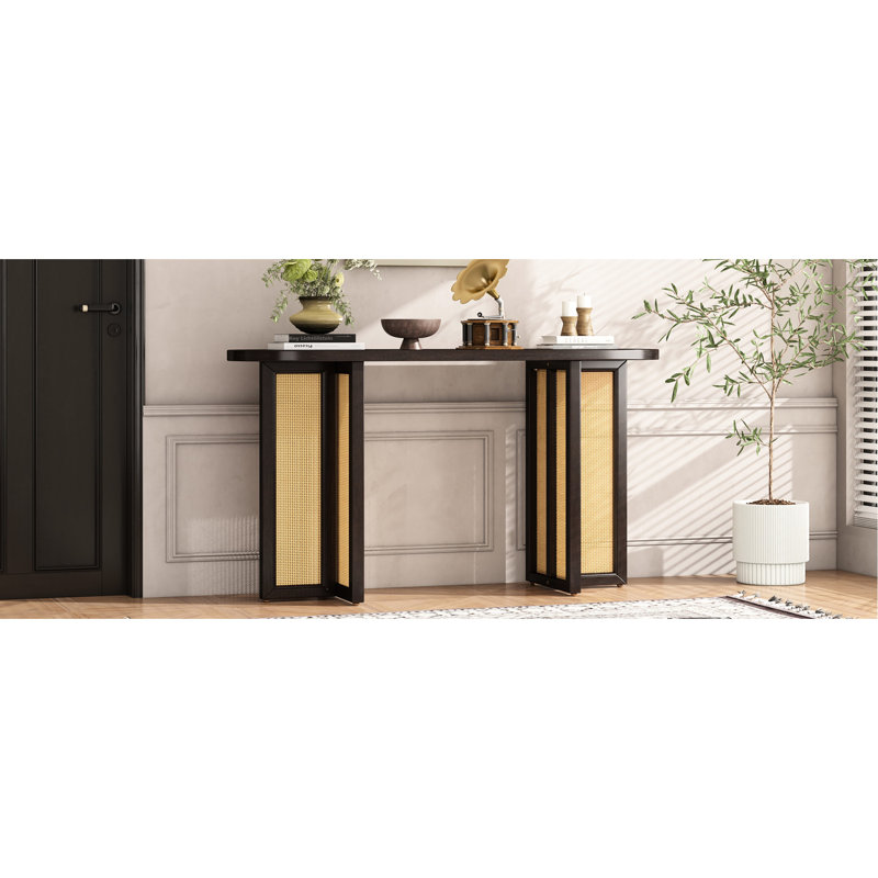 Console étroite de style Mid-Century avec rangement, Espresso