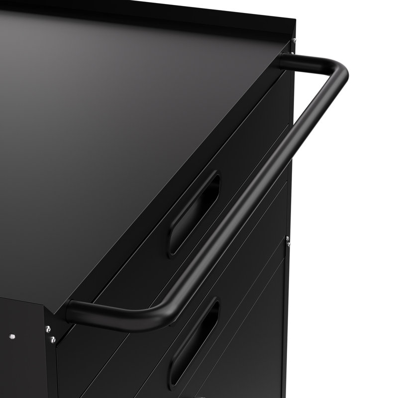 Armoire à outils robuste en métal à roulettes 34,3 po - idéale pour la maison et l'atelier. Poste de travail mobile tout-en-un avec portes verrouillables 3 tiroirs. Glissières coulissantes coulissantes silencieuses. Comprend l'installation