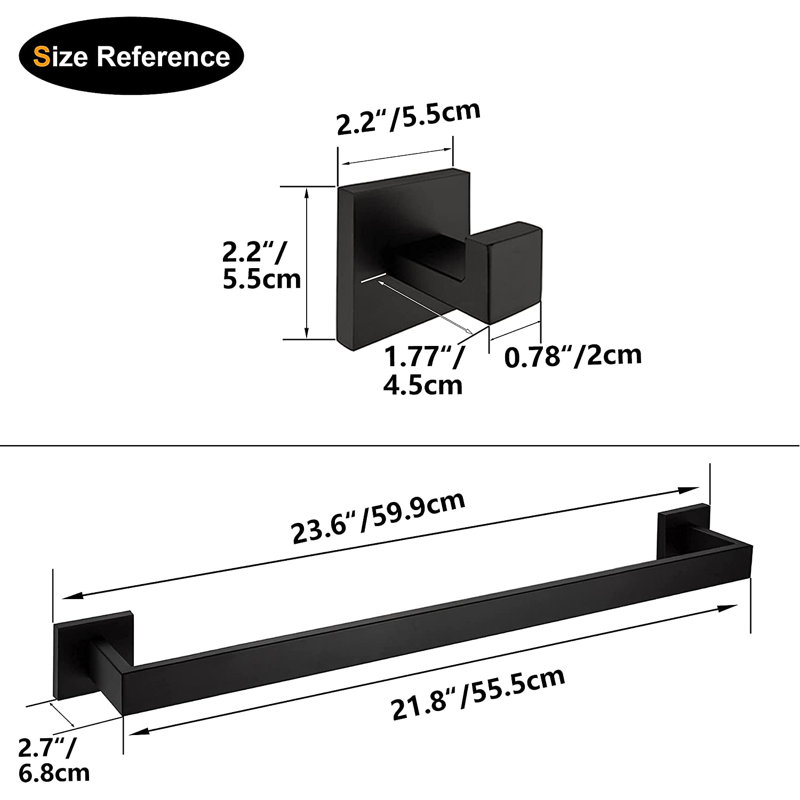 3 - Piece Bathroom Hardware Set, Matte Black
