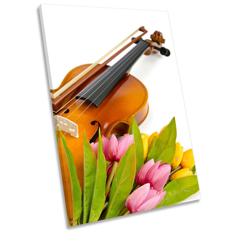 Violin Music Flowers - Wrapped Canvas Print, 45.7cm H x 30.5cm W x 2cm D
