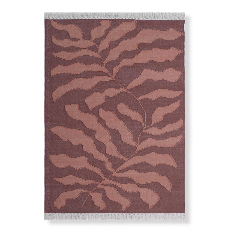 Floral Area Rug in Red, Rectangle 6' x 9'