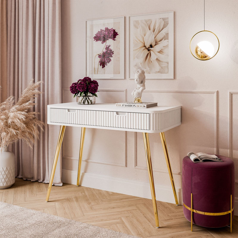 Console Table Pana, White, Gold