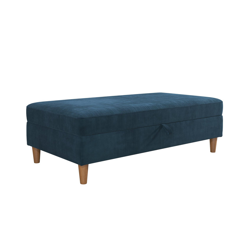 Williston 129.54cm Wide Rectangle Solid Colour Ottoman with Storage, Blue