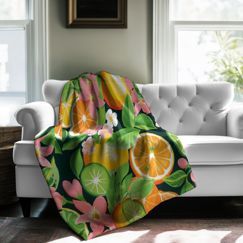 Motif de balise maritime - 1 pièce Sherpa Premium, L 50 po x L 60 po, Chic chic motifs de citron