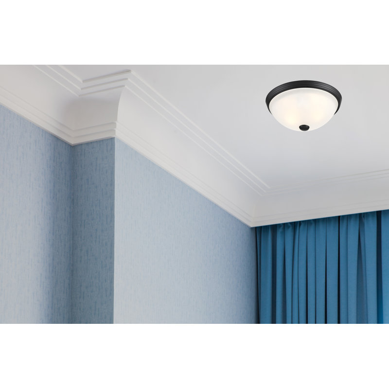 Breanna 2-Light Flush Mount in Black, 5" H x 13" W x 13" D, Black