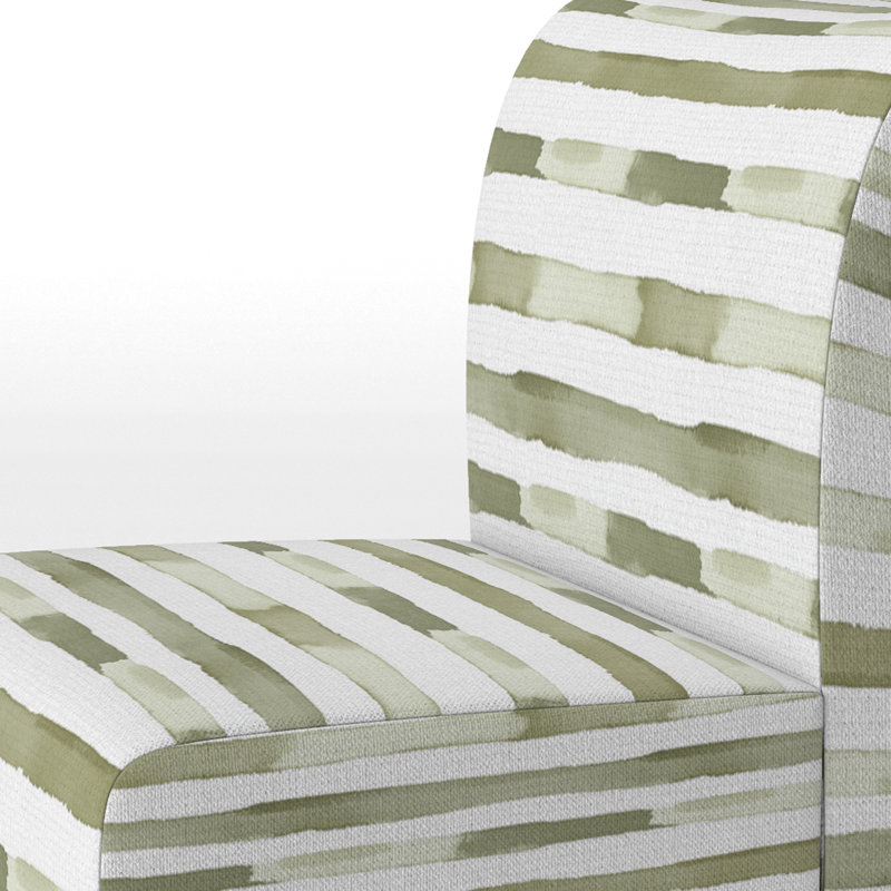 Fauteuil de chambre rayé vert et blanc, Pantoufle sans accoudoirs