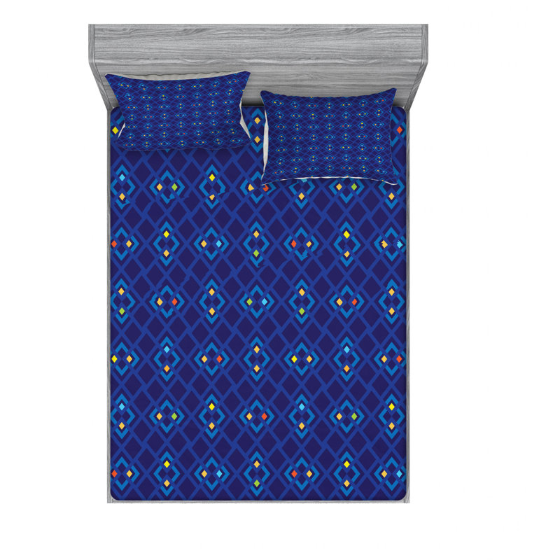 Microfiber Floral Sheet Set, Queen, Geometric