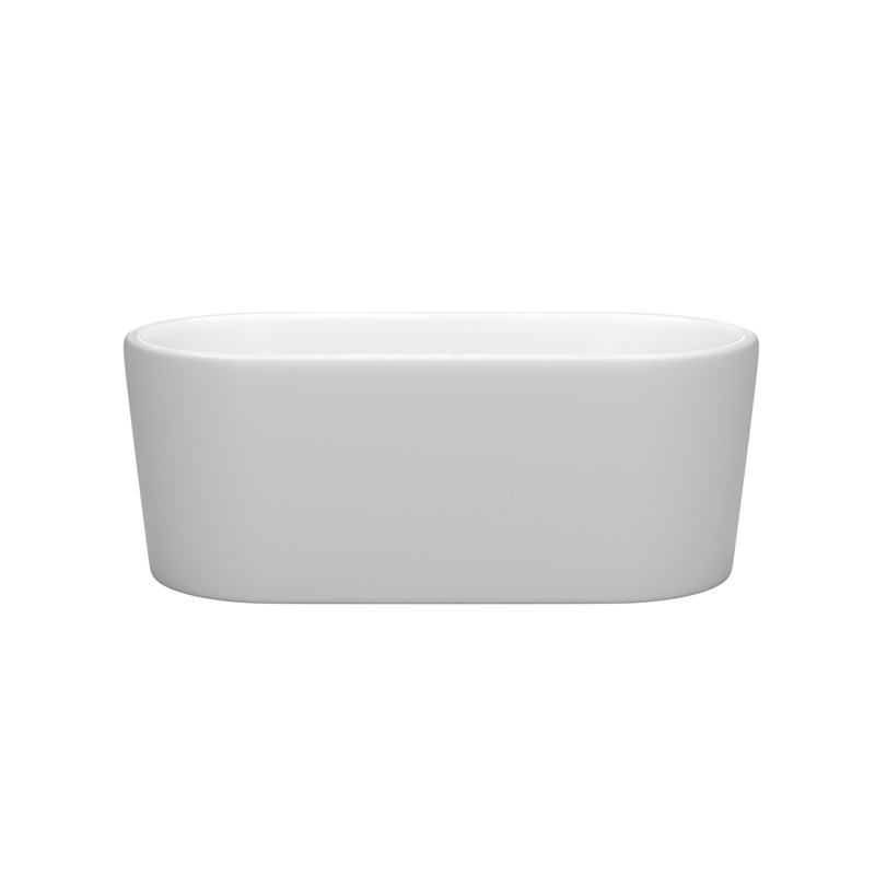 Ursula 59'' x 27.5'' Soaking Acrylic Bathtub, Matte White/Brushed Nickel
