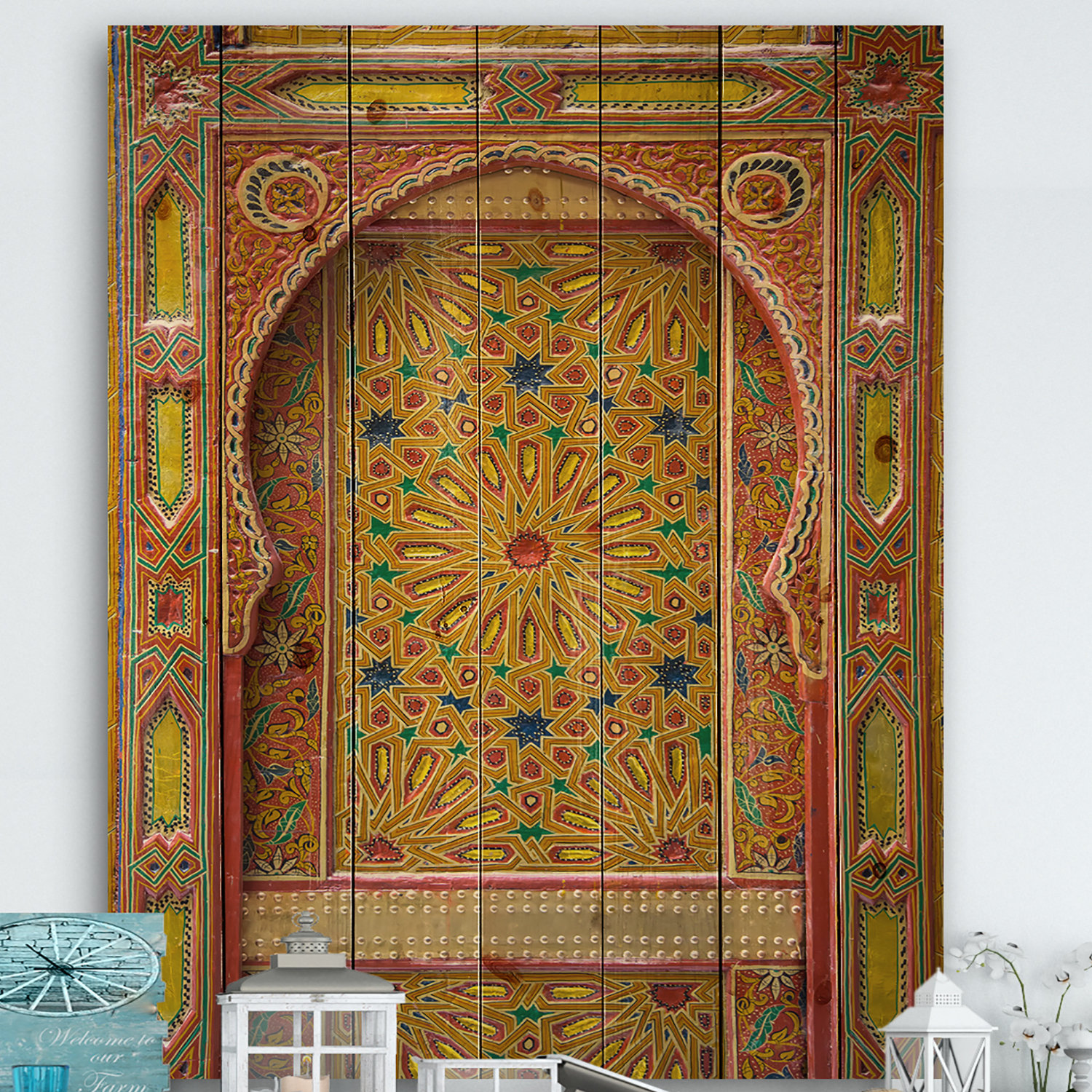 East Urban Home Moroccan Entrance Door in Fez - Morocco door print on wood wall art & Reviews ...