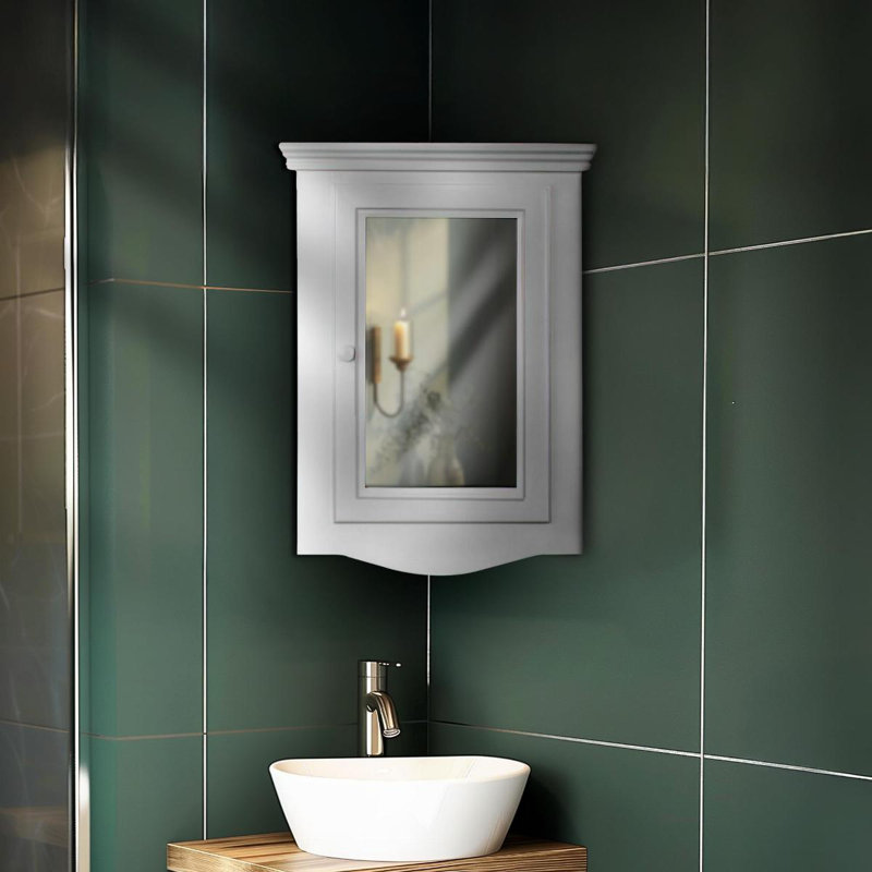 Armoire à pharmacie murale en bois avec miroir Eskew, Blanc