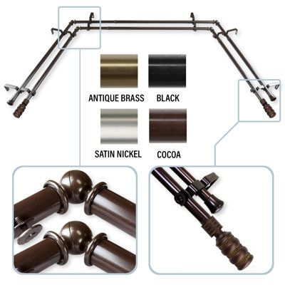 Parinaaz Steel Adjustable Bay Window Double Curtain Rod
