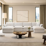 Upholstered 6 - Piece Cloud Sofa, Modular Sectional Sofa U-shaped Sofa with 2 Ottoman for Living Room, Bedroom