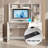 51.2" Computer Desk with Hutch & Lockable Drawer, Home Office Desk with Power Outlets & USB Ports, Printer Shelf & Cabinet, Modern Study Desk, White & Black-129371881