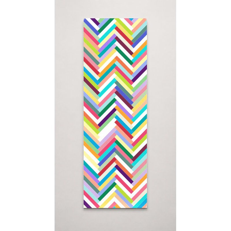 Motif multicolore à chevrons multicolores, 12" W x 36" H