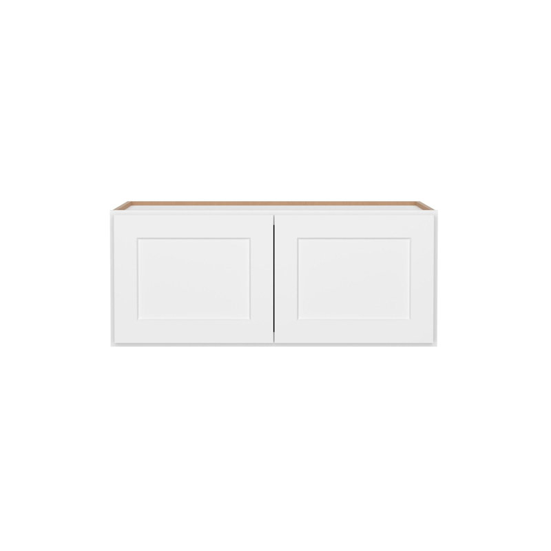 Armoire de cuisine murale avec réfrigérateur à 2 portes, prête à assembler, 61 cm (P) x 91 cm (L) x 38 cm (H), blanche, 15"