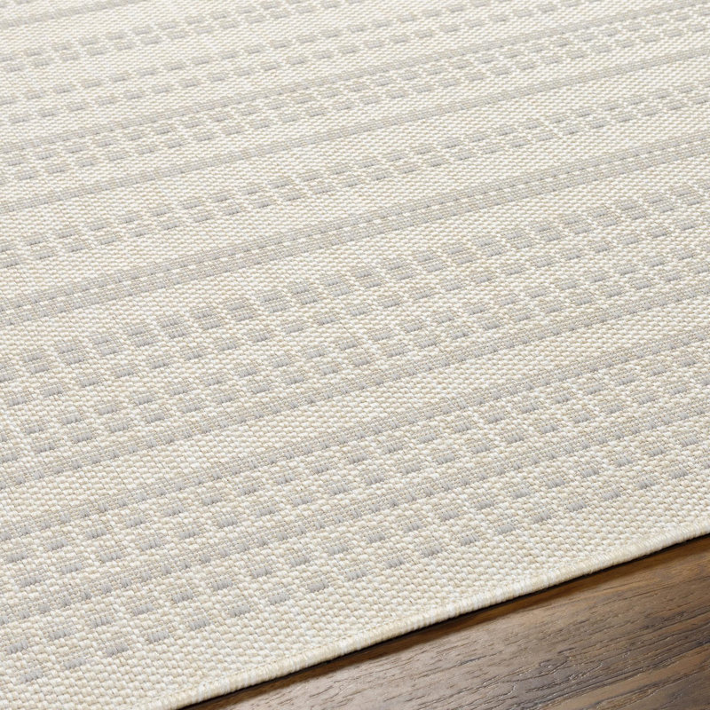 Elliegrace Ivory Outdoor Area Rug, Rectangle 5'3" x 7'