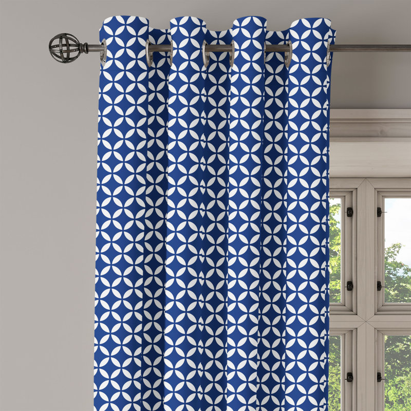 Rideau à œillets à 2 panneaux Latitude Run®, bleu marine, blanc royal, 50 po x 120 po, L 50 po x L 108 po