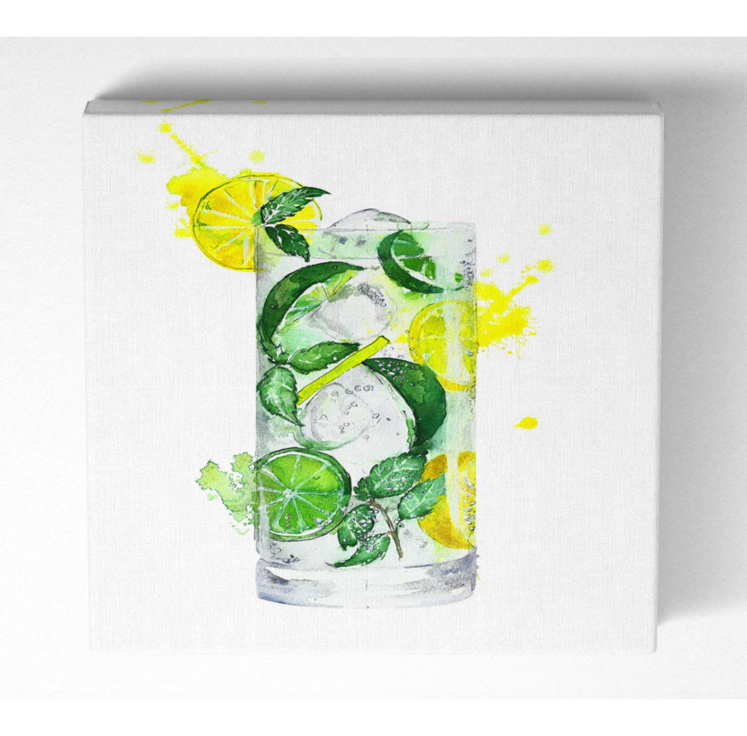 Großes Glas Gin und Tonic Square Canvas Druck