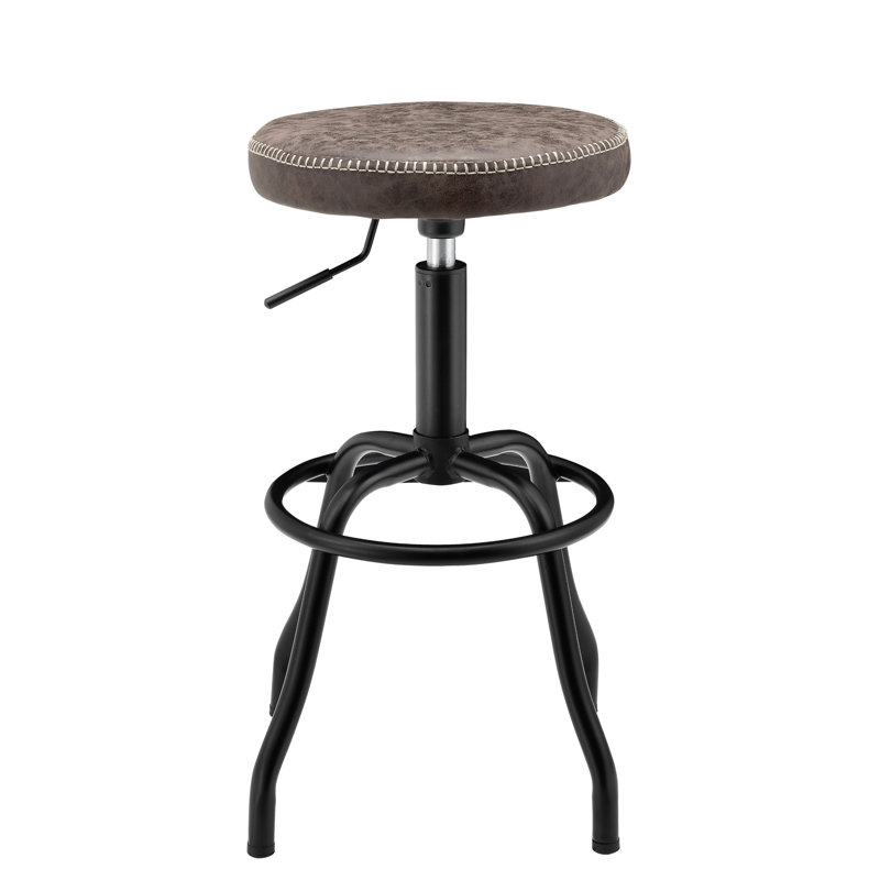 Petrone Upholstered Adjustable Height Counter Stool with Metal Frame, Vintage Coffee Brown