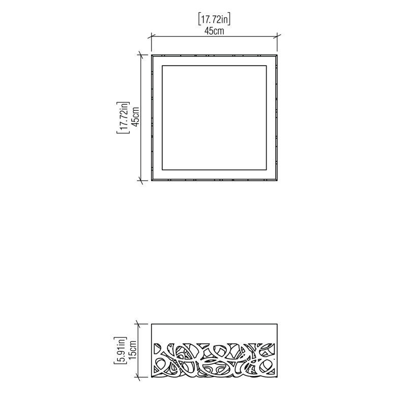 LED Flush Mount, 5.85" H x 17.55" W x 17.55" D, Organic Gray