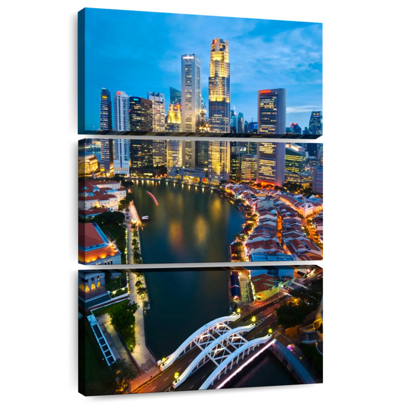Paysage urbain illuminé Masam, H 32 po x l 20 po